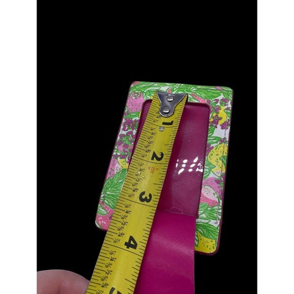 Lilly Pulitzer ID Photo Travel Card Case Tag Pink Green Yellow Tropical Clip On - Picture 6 of 7
